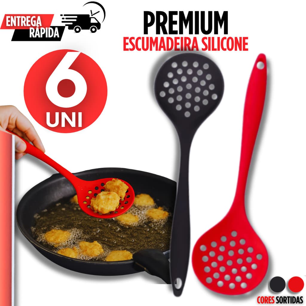 Escumadeira de Silicone Premium Resistente Alta Temperatura 230° Casa Cozinha Buffet Restaurante