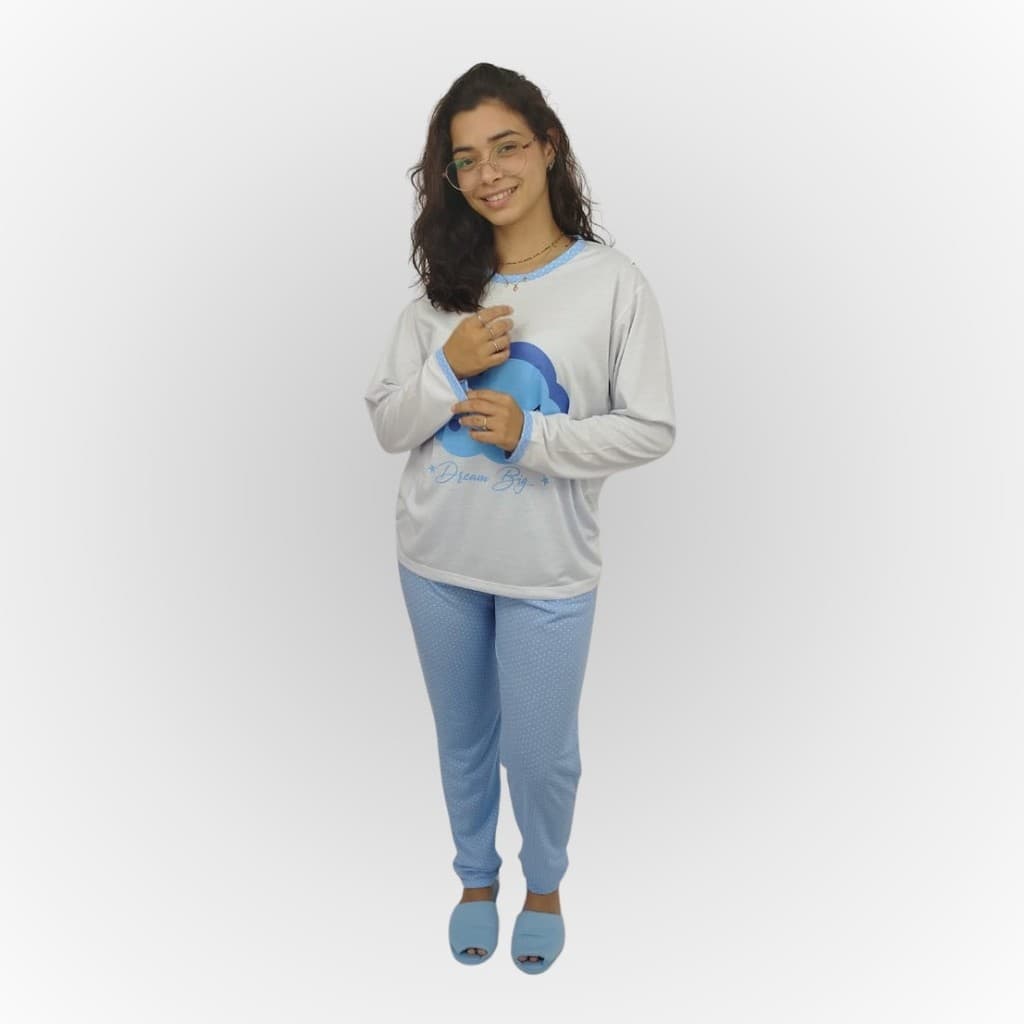 Pijama Longo Feminino - Nuvem