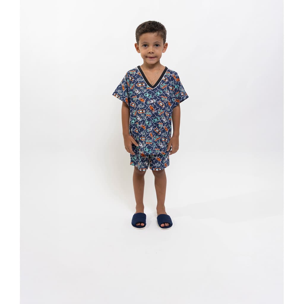 Pijama Infantil Masculino Meia Manga - Carros