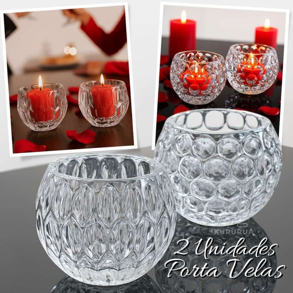 Castiçal Porta Vela Decorativo Luxuoso de Vidro Redondo
