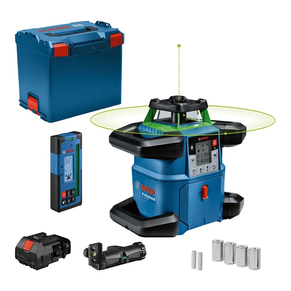 Nível a Laser Rotativo a Bateria 18V (não inclusa) Linhas Verdes 650 Metros com Maleta Plástica Bosch GRL 650 CHVG