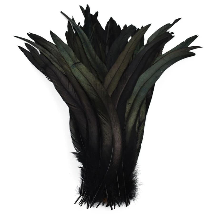 Pena Calda Rabo de Galo Pluma - Pct c/100 unid. - Tam: 25-30cm Cor:PRETO-310