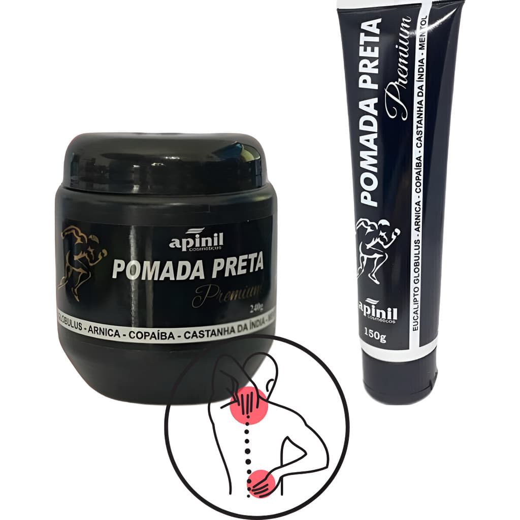 Kit 2 Pomada Preta Premium Anti-inflamatória Alivia Dor 290g