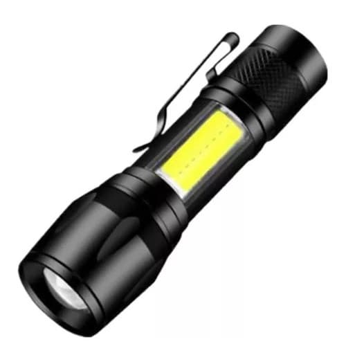 Mini Lanterna Tática Com Led E Zoom Recarregável USB 3 Modos Camping