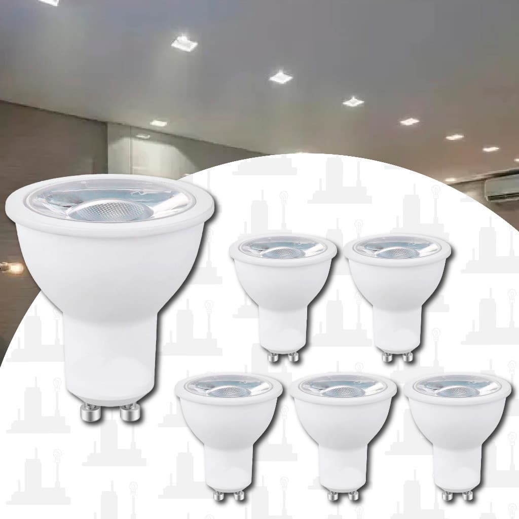 kit 6 Lampada Dicroica Led 4,8w/7w Mr16 Gu10 Bivolt 3000k 4000k 6000k Para Spot Bivolt LED FACTORY