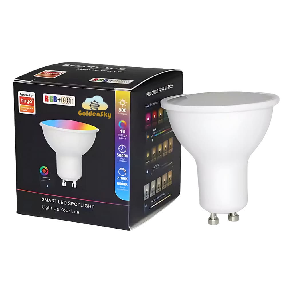 Lâmpada Inteligente GU10 RGB Wi-Fi Spot Compatível com Alexa Google Controle por App Tuya Smart Life