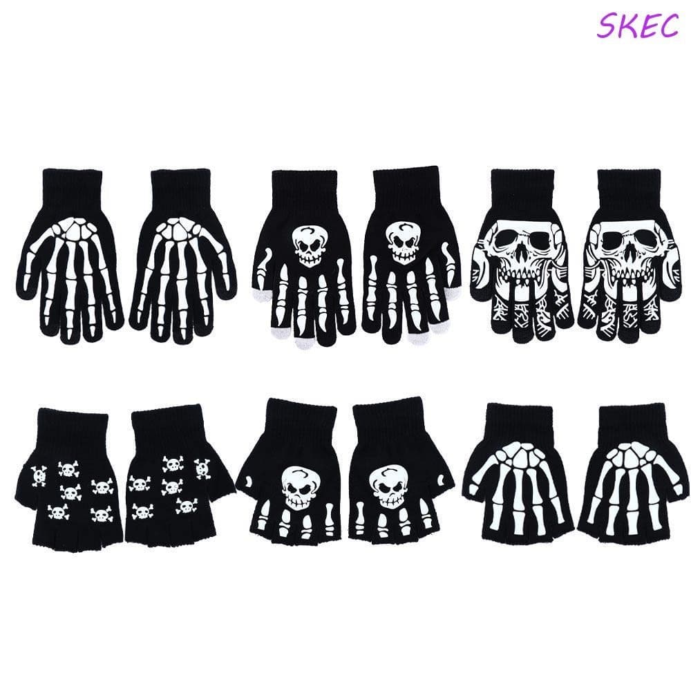 SKEC Halloween Luvas Luminosas Punk Masculino Horrível Único Esqueleto Mais Quente Crânio Antiderrapante De Meio Dedo