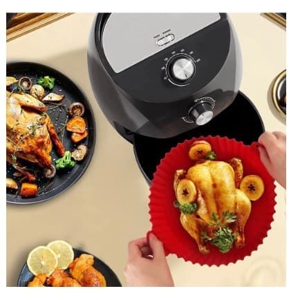 100 Formas assadeira para fritadeira Air Fryer de silicone flexível lavável cesto com alça