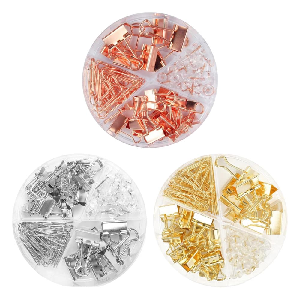 Kit Office Clips Alfinetes Prendedor de Papel 72 Peças VMP