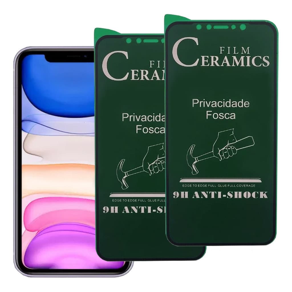 Kit 2 Película Privacidade Fosca Ceramica iPhone X 13 14 Pro 7p ip12 pro max 15 pro max 15plus