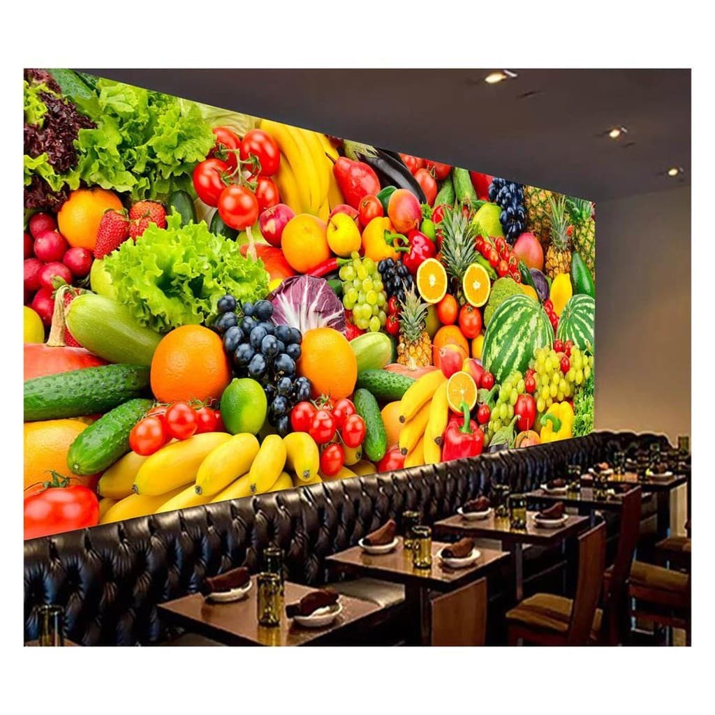 Adesivo de parede Frutas verduras legumes horti fruti mercado feira papel de parede m² AL 417
