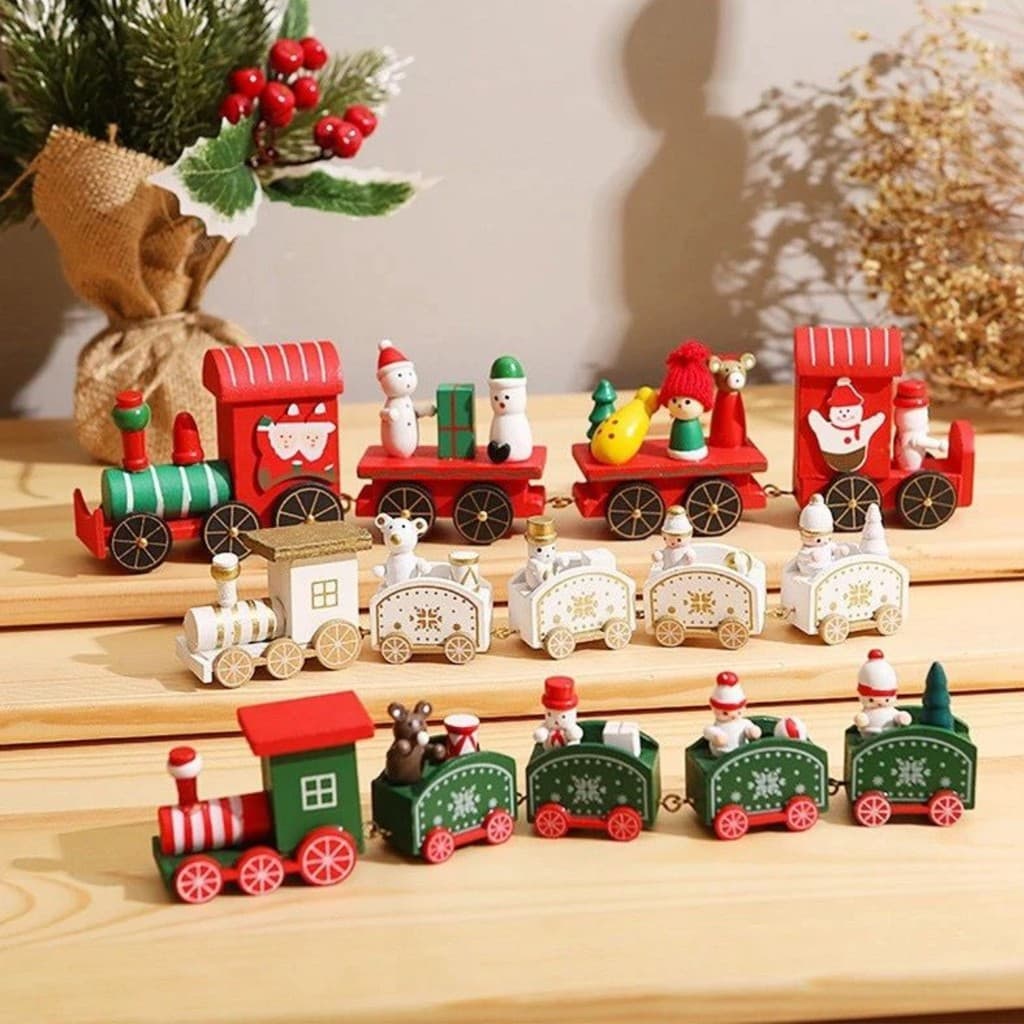 Trem de Madeira Decoração de Natal Enfeite Natalino