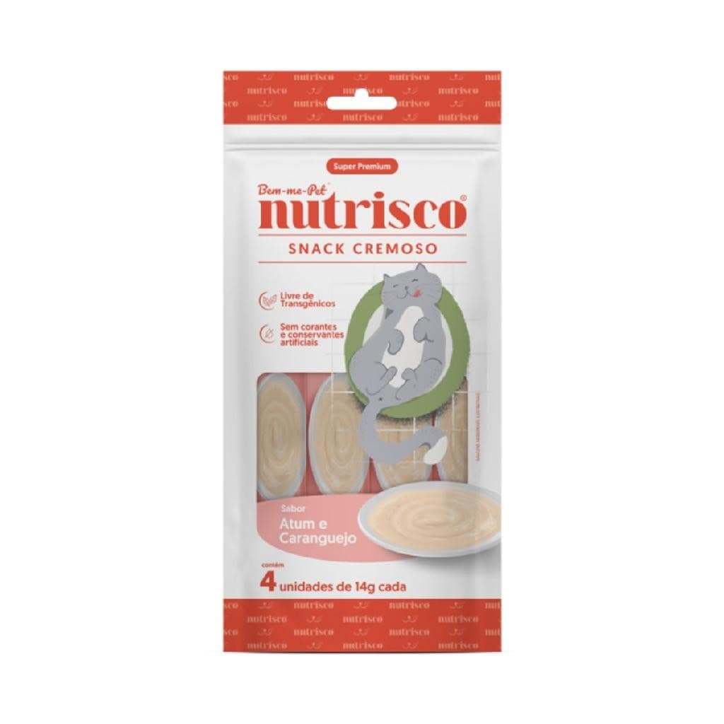Petisco Nutrisco para Gatos Adultos Atum e Caranguejo - Pacote com 04 unidades de 14g cada