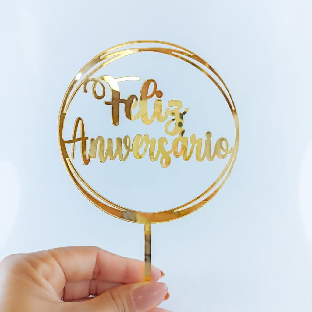 kit de 2 ,4 ou 6 Topos Feliz Aniversário em acrílico espelhado .