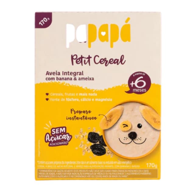 cereal sem açucar adicionado de bebe banana e ameixa papapa