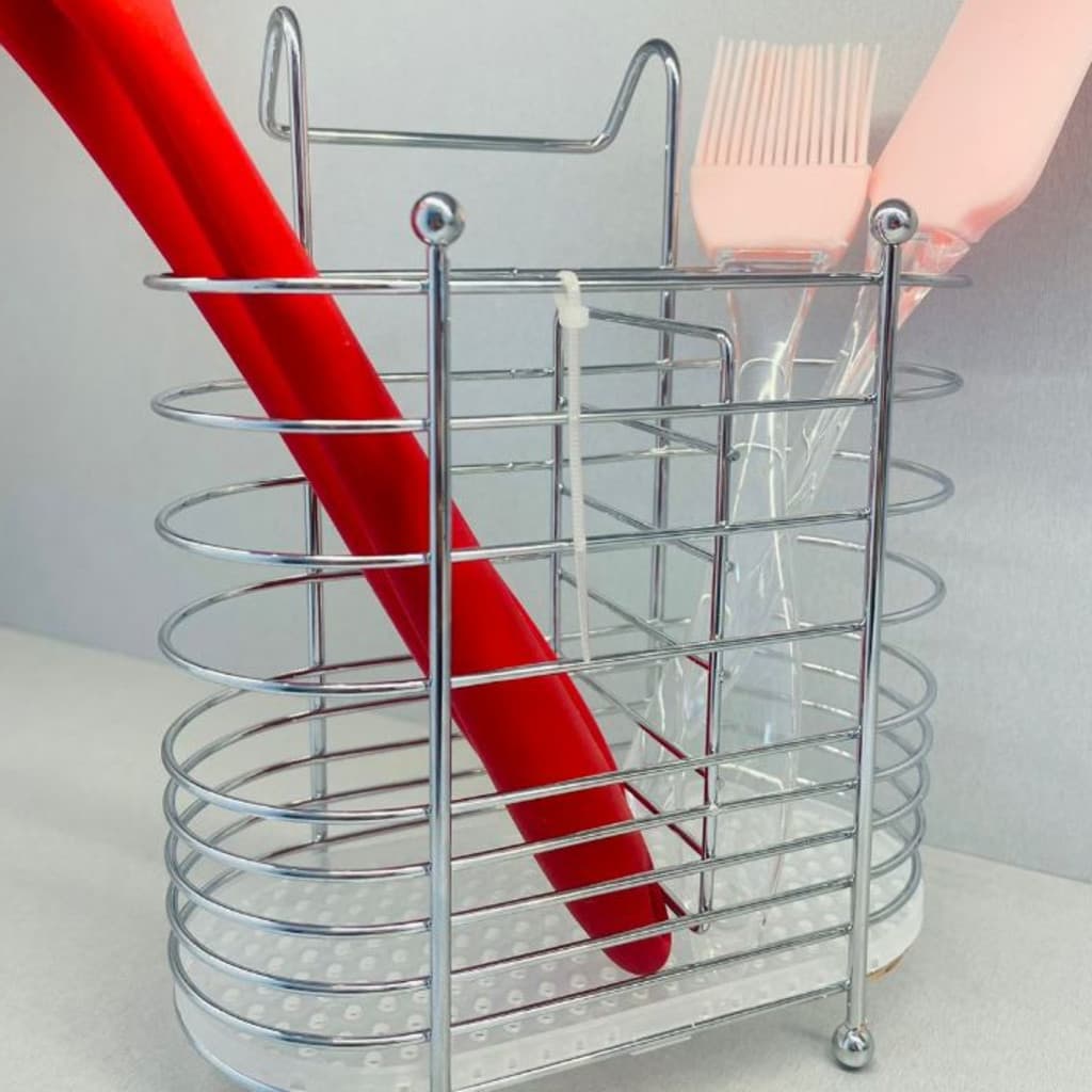 Porta Talheres Cromado E Alça Encaixável Talher 15,5x20x10cm Super resistente Organizadores Top Útil universal