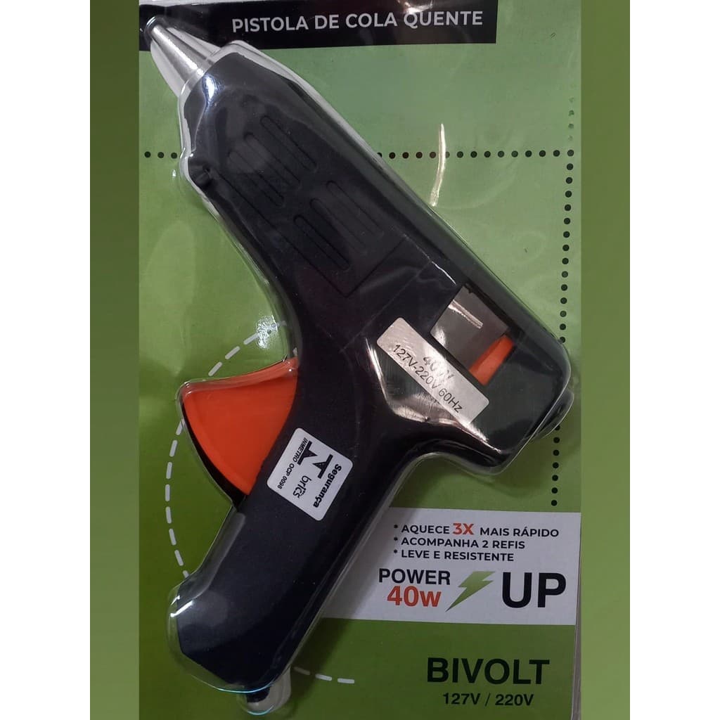 Pistola Cola Quente 40W Bivolt com 2 Bastões Trabalho Artesanais