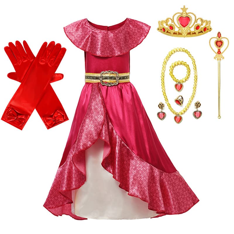 Elena Traje Vestido De Princesa Para Meninas Cosplay Roupas De Festa Crianças Vestidos De Aniversário Vermelhas