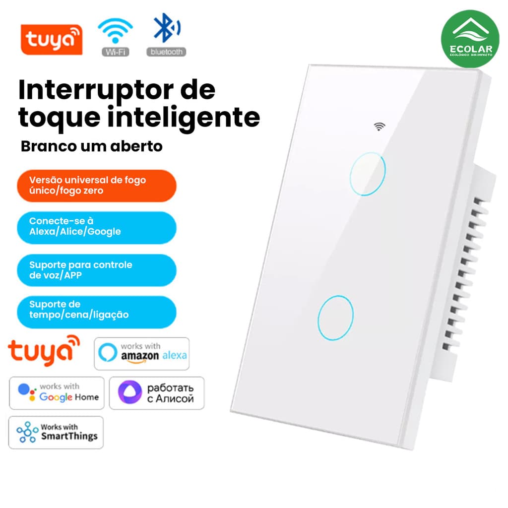 1 2 3 Botões Interruptor Inteligente WiFi com Tomada Uso Prático