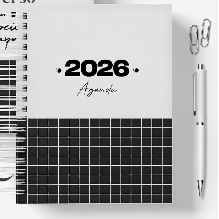 Agenda 2026 Permanente - Masculina Preta e Branca-