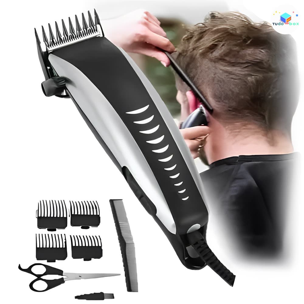 Máquina De Corte De Cabelo Profissional , Aparador De Barba , Acabamento 9 Peças , Elétrico , 110V