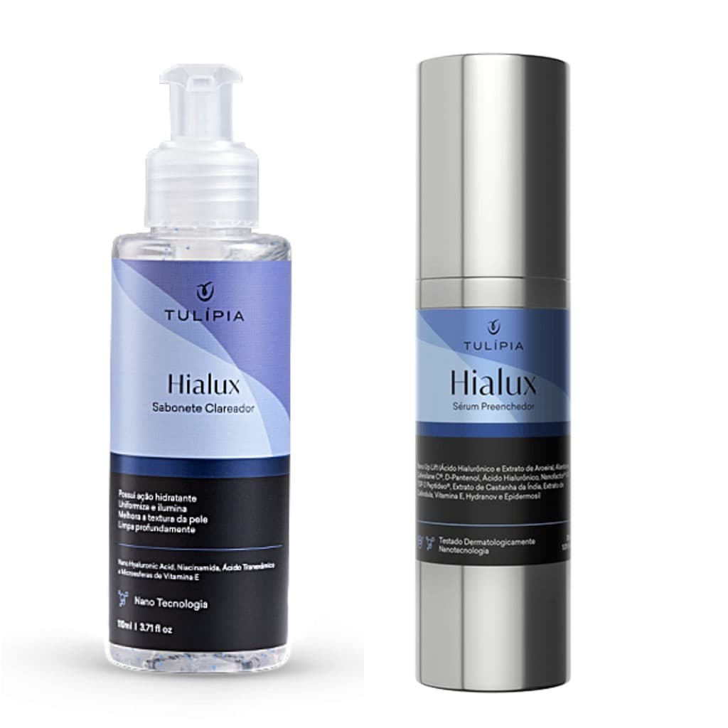 Kit Hialux Tulípia Ácido Hialurônico Sabonete Facial Sérum Firmeza Hidratação e Viço