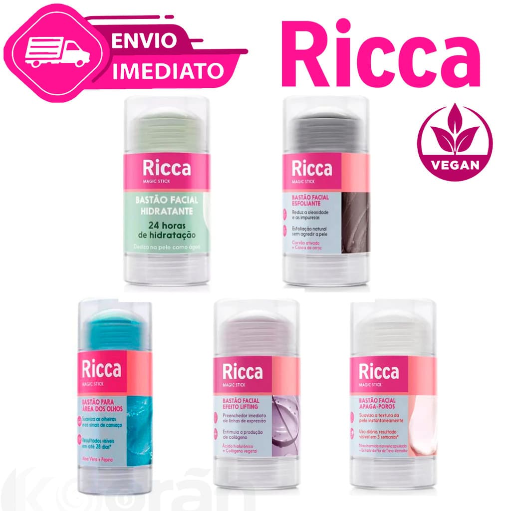Bastão Stick Facial Para Skin Care Ricca Vegano Reduz Manchas Olheiras Efeito Lifting Envio Imediato