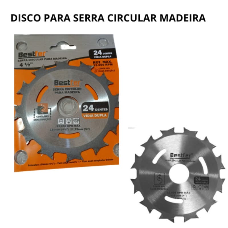 Disco  Corte Serra Circular Para Madeira 24 Dentes Marcenaria