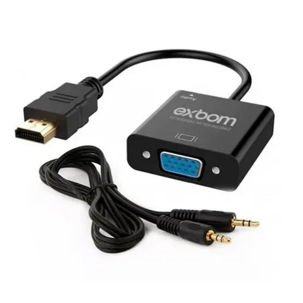 Cabo Adaptador Conversor Hdmi Para Vga Com Audio P2 Tv Pc Monitor Projetor Video Game Exbom CC-HVA60
