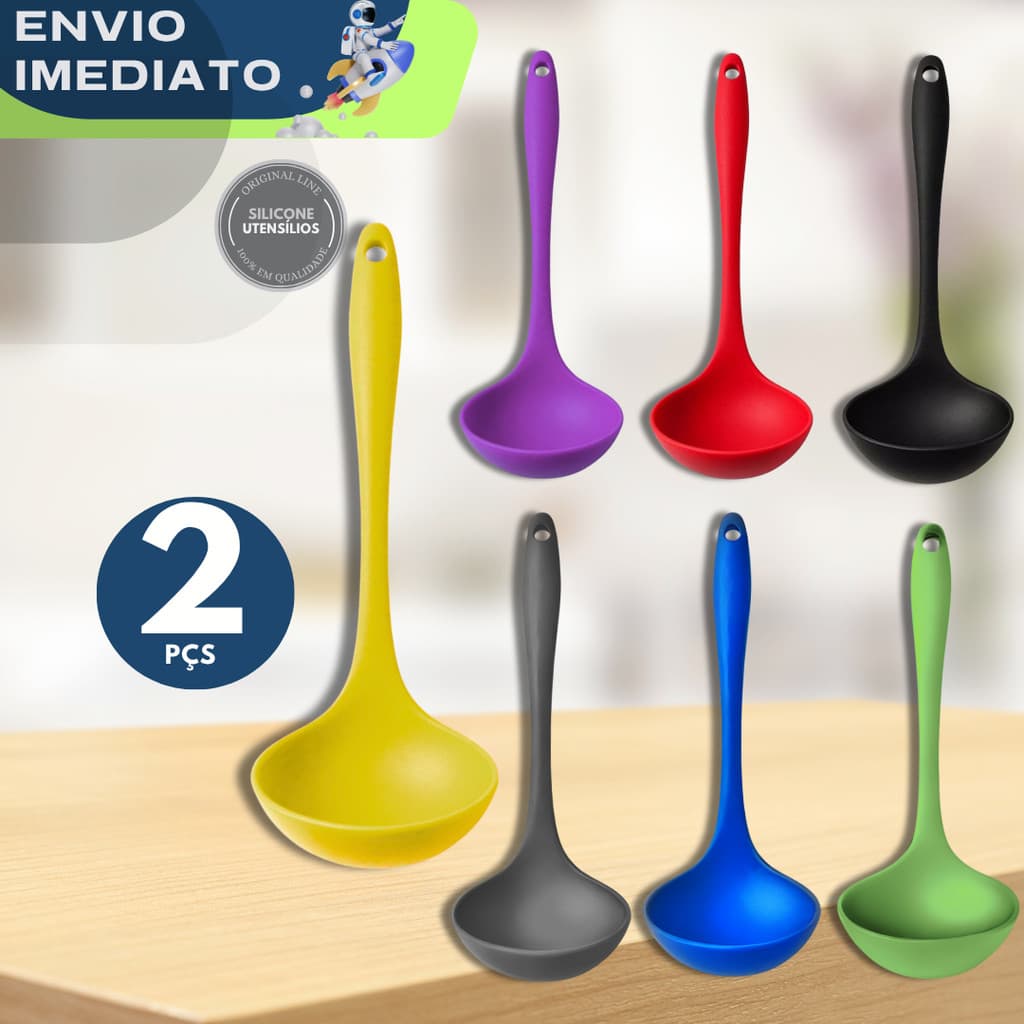 2 Concha em Silicone Utensílios Anti Aderente Não Risca Cozinha Caldos Feijão Restaurante Buffet Lanchonete Casa