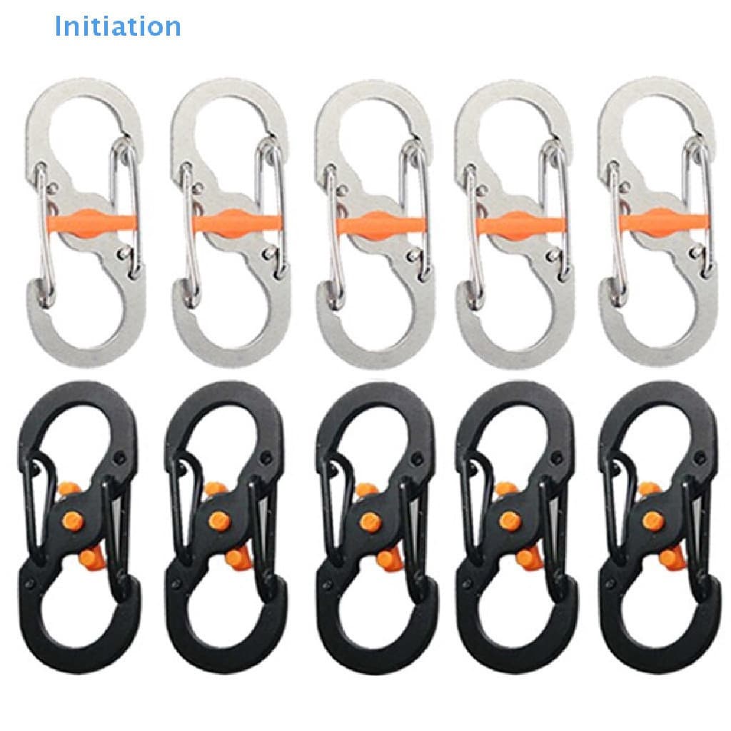 Iniciação 5Pcs Mosquetão Para Camping Exterior Tipo S Com Gancho Mini Chaveiro Anti-Roubo