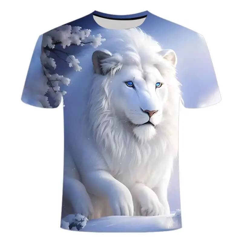 Camisetas Animal Leão Padrão Impressão 3D Das Mulheres Dos Homens Camiseta Oversized Verão Moda Curto Em Torno Do Pescoç