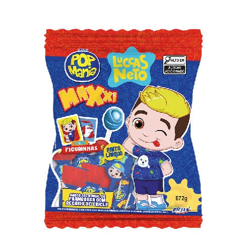 Pirulito Pop Mani Maxi Lucas Neto Framboesa 672G