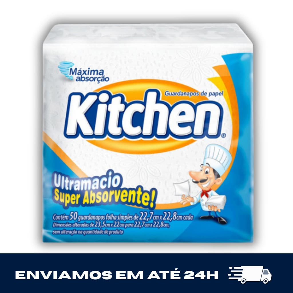 Guardanapo Kitchen FS Pequeno Folha Simples 50 Unidades Absorvente Restaurante Cafeteria Bar Residência Doméstico