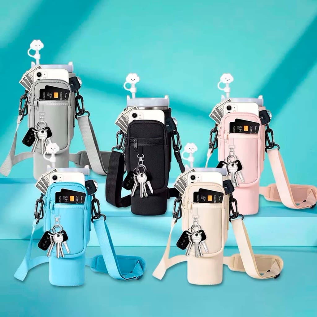 Bolsa Guarda Copo Térmico 1,2l Alça Porta Copo Serve Stanle  Porta Celular Velcro