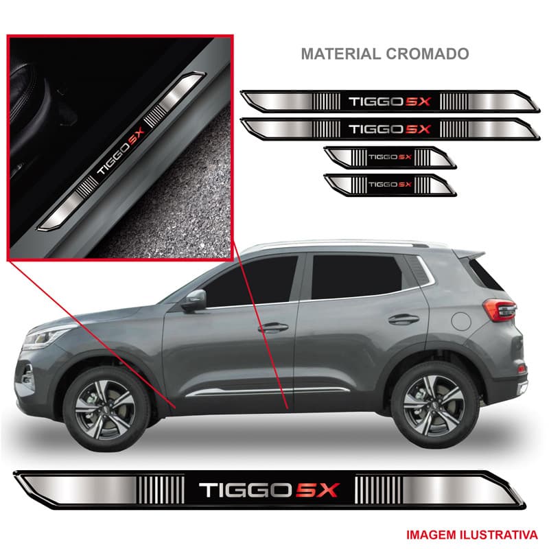 KIT JOGO SOLEIRA PROTETOR CARRO TIGGO 5X RESINADO