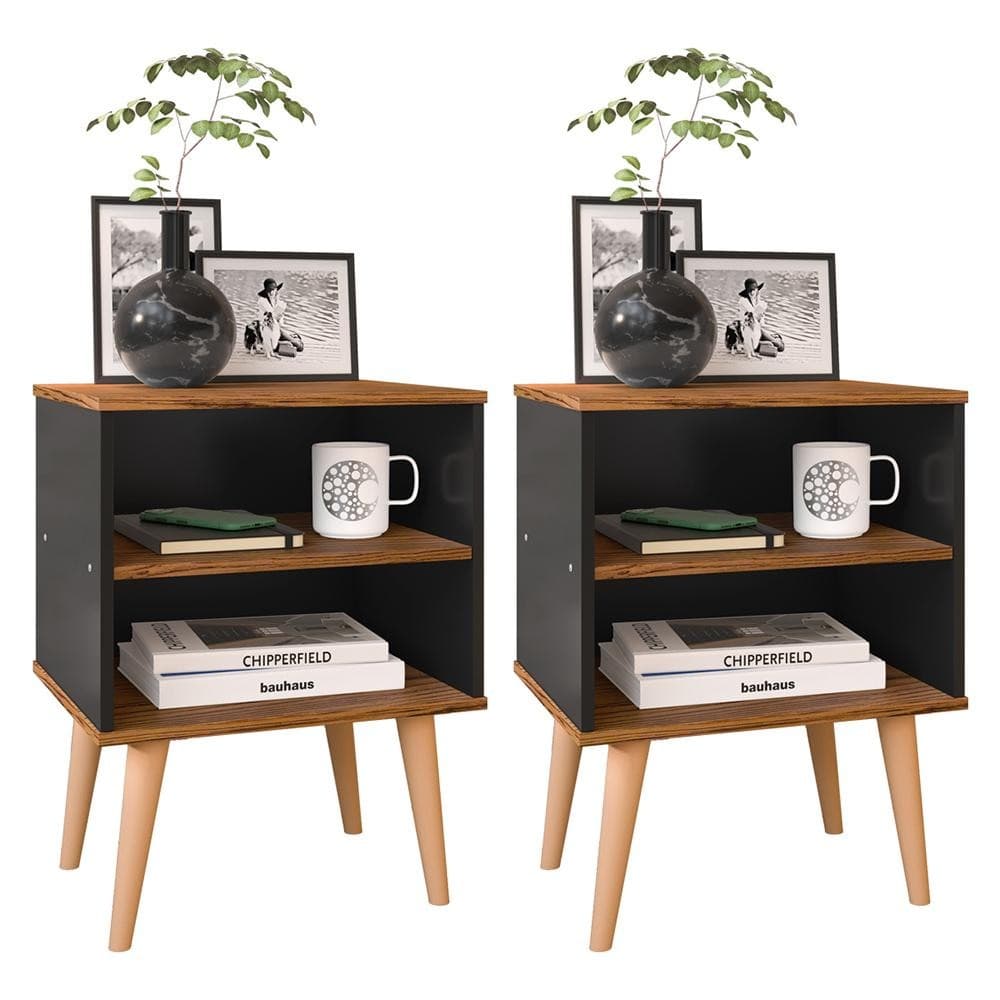 Kit 2 Mesinhas Cabeceira Retrô Nicho Decoração Cama Quarto