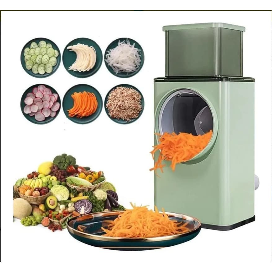 Ralador de Queijo Fatiador Legumes Cortador Vegetais Manual 3 em 1 Multiuso Cozinha Giratorio Manivela Multifuncional