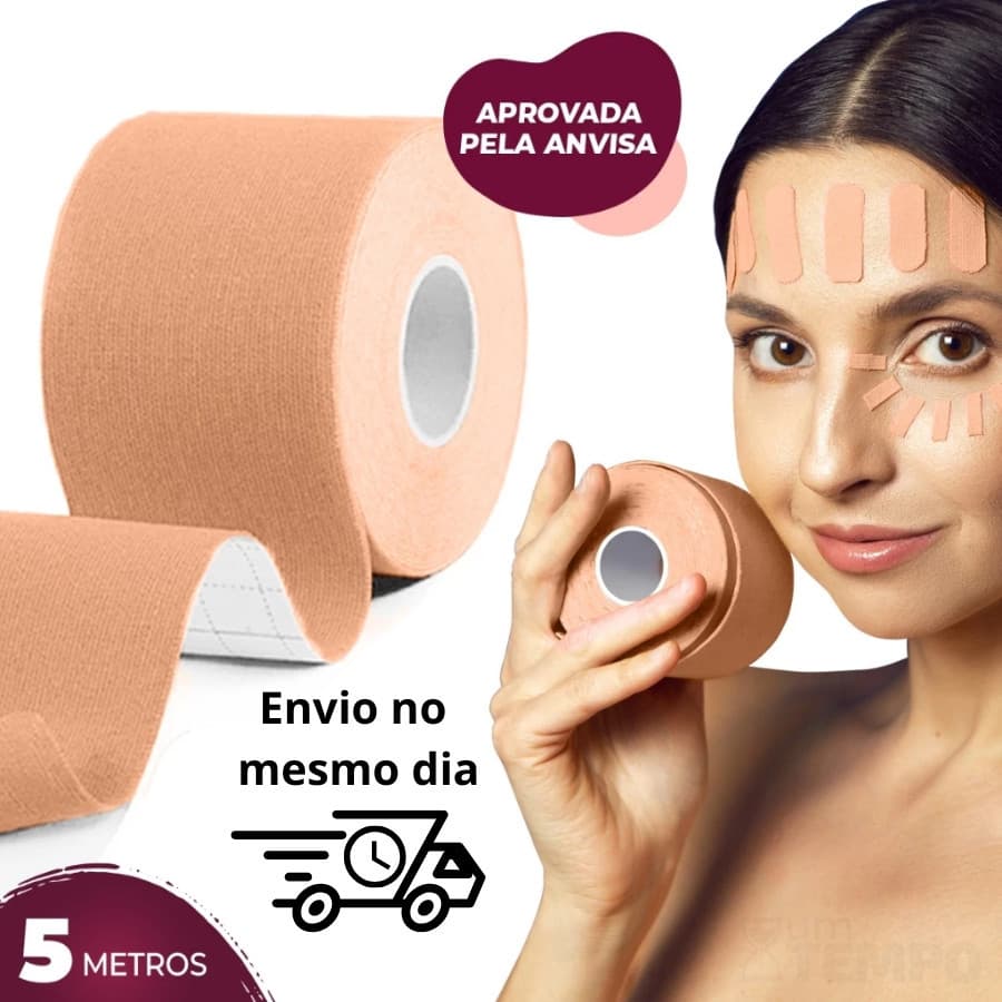 Fita Efeito Lifting Anti Rugas Cuidado Facial 5 Metros Alta Fixação