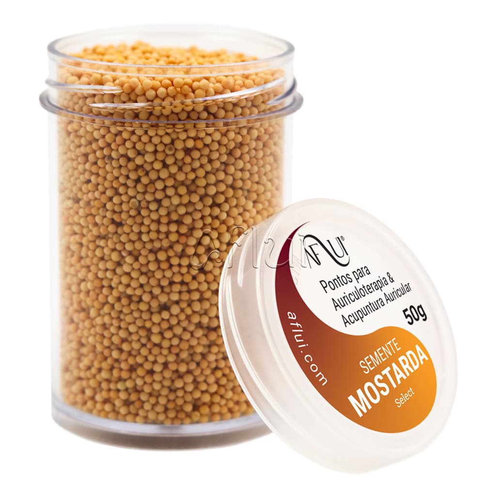 Ponto Auricular Semente Mostarda Amarela 50g Acupuntura Auriculoterapia