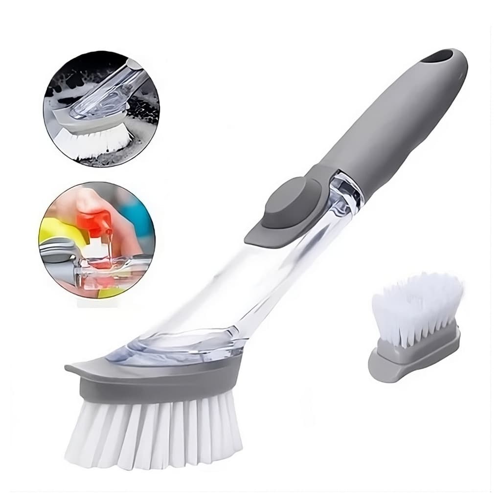 Escova de Limpeza com Dispenser Detergente Cozinha Louça