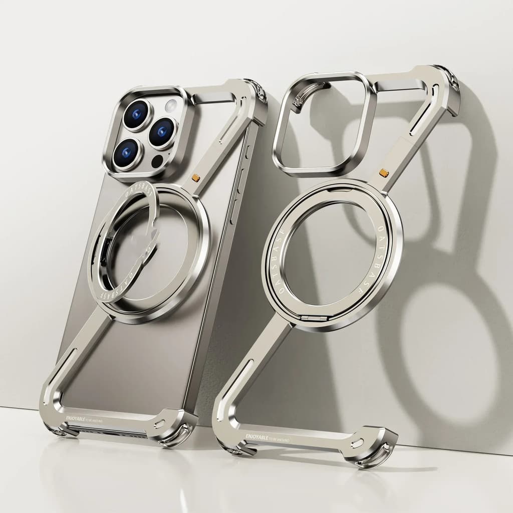 Z Forma Liga De Alumínio Sem Moldura Magnética Caso Telefone Para iPhone 13 14 15 16 17 Pro Max Metal Rotativo Suporte R