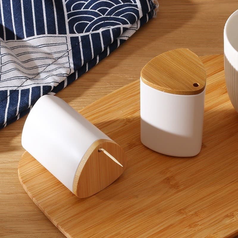 Organizador minimalista nórdico Dentes criativos com tampa de bambu