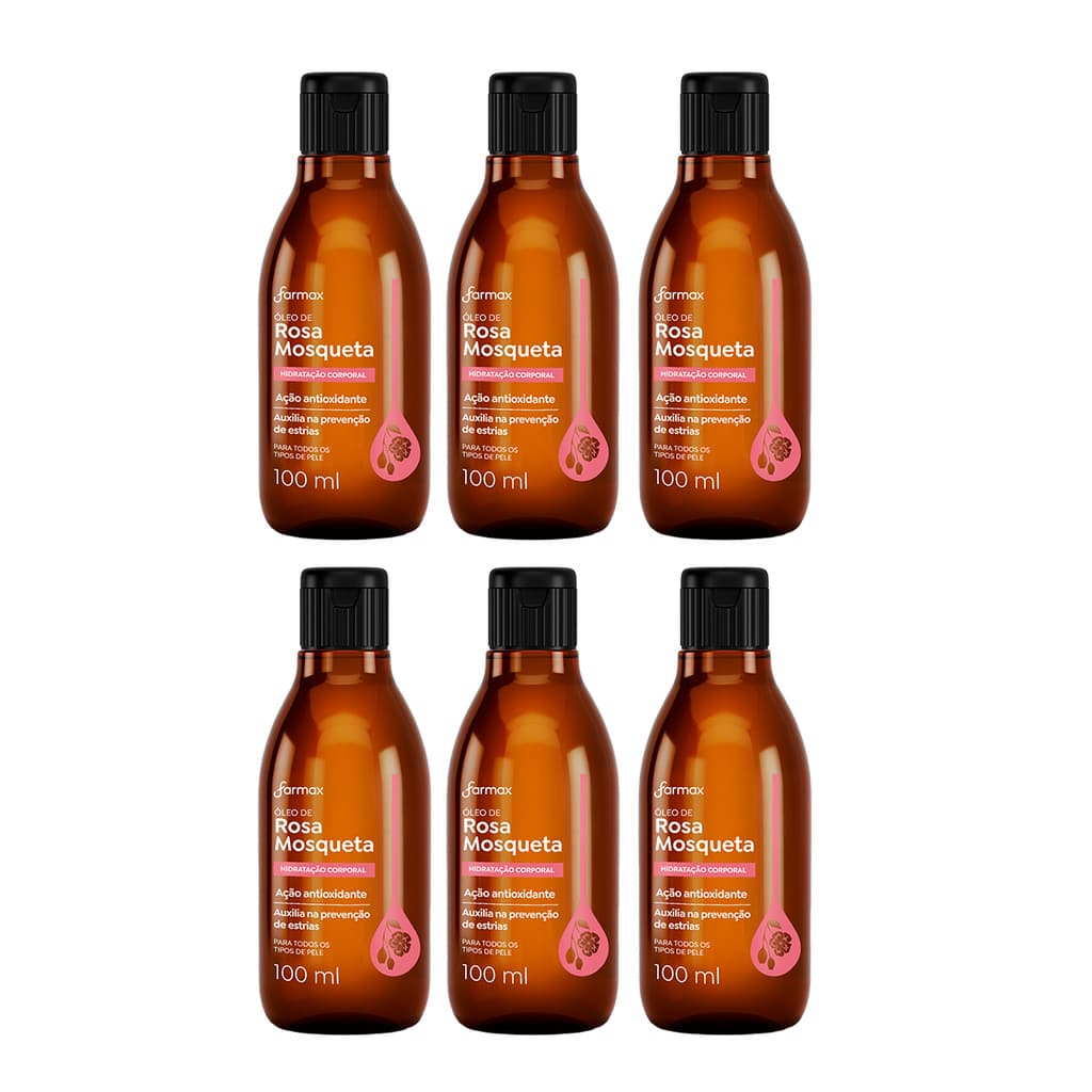 Kit 6un Óleo Corporal Rosa Mosqueta Farmax - 100ml