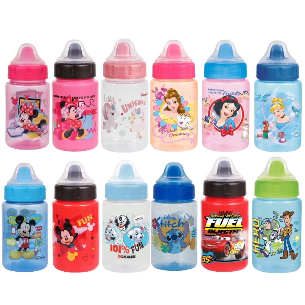 Copo de Treinamento com Válvula Corta Pingo e Tampa 340 mL Menino e Menina Desenhos Divertidos