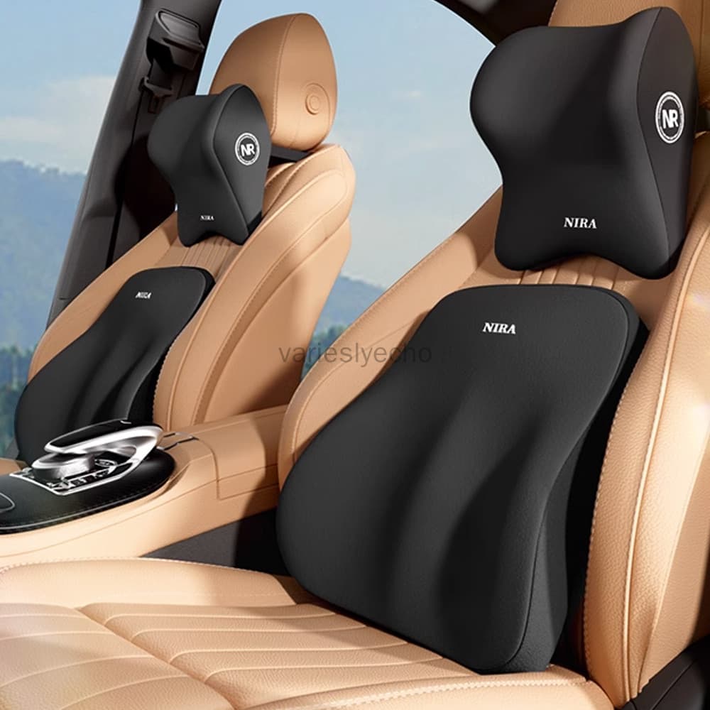 Pro 38cm Altura Almofada De Apoio Lombar Conjunto De Almofadas Para O Motorista Do Assento Carro , De Couro A Condução De Dores Nas Costas , Espuma De Memória Destacável Suporte Superior Inferior Das