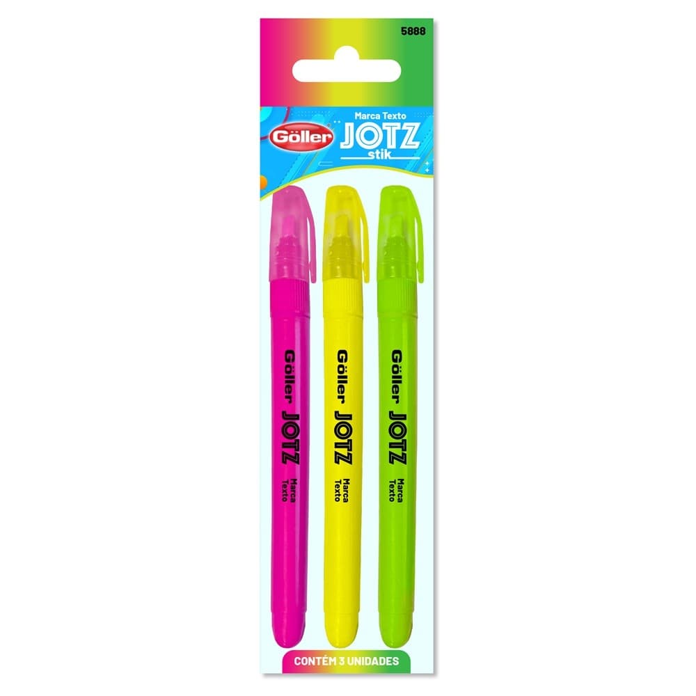 Marca Texto Jotz Stick Neon Com 3 Unidades Göller