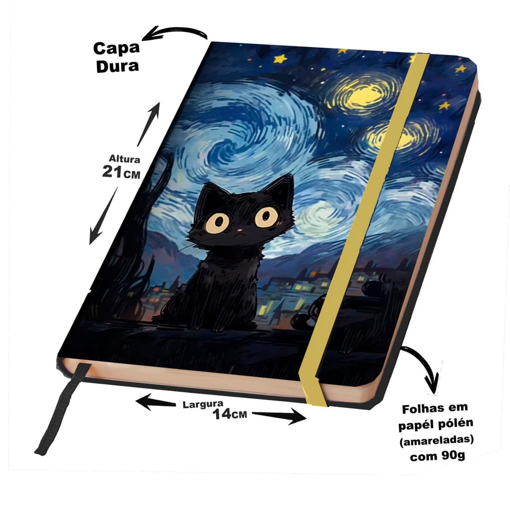 Caderno Sketchbook A5 capa dura caderno de desenho TEMA GATOS