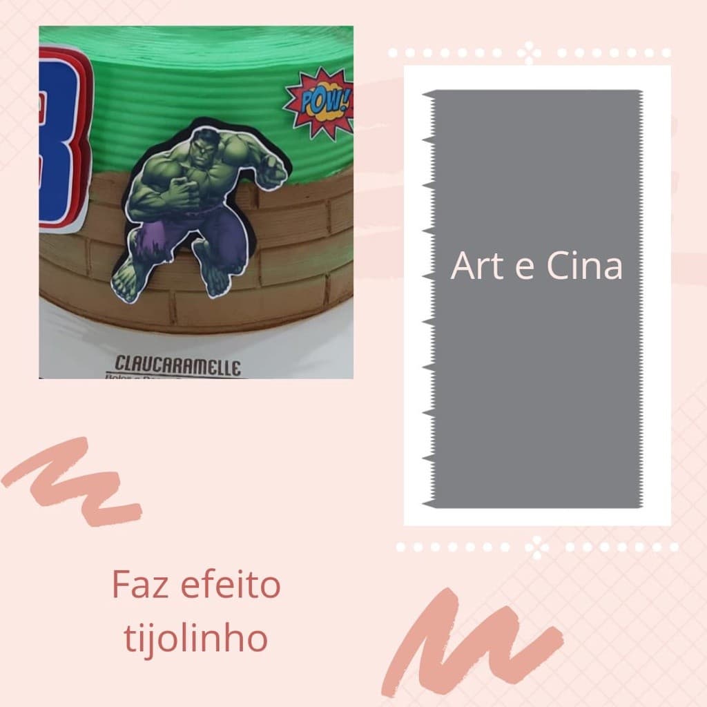 Espátula Decorativa em acrílico faz Efeito Tijolinho no bolo