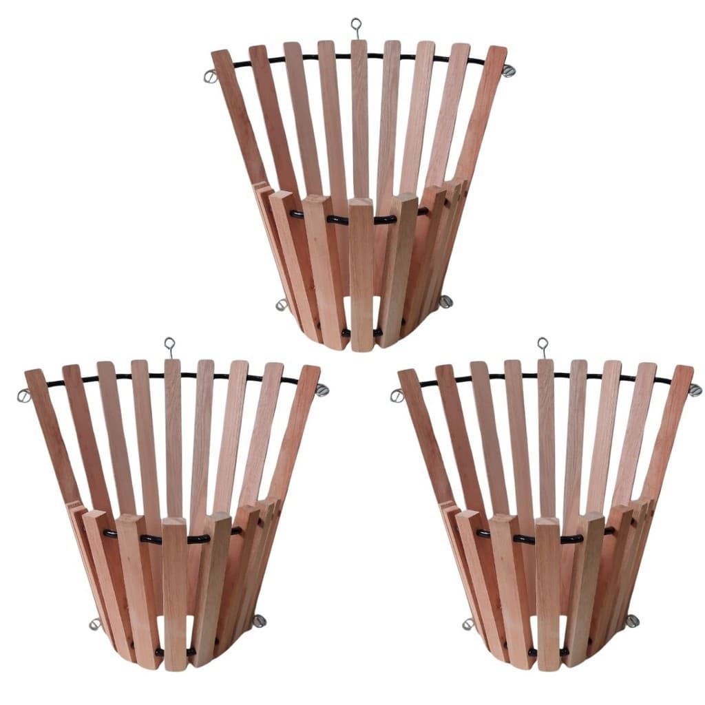 Kit 3 Cachepot De Parede Cônico Madeira Orquídeas e Plantas